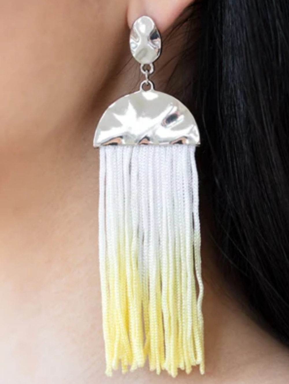 Paparazzi Rope Them In Yellow Ombre Fringe Earrings New